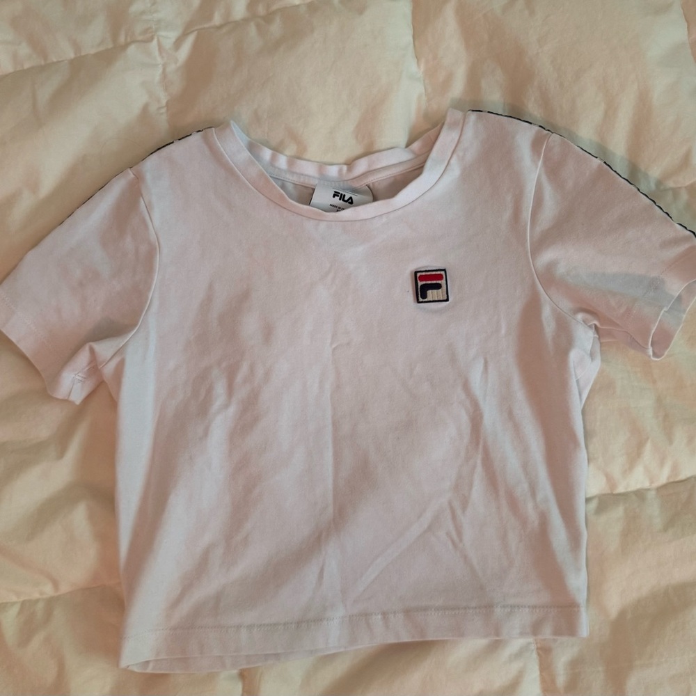 Fila White Short Sleeve Tee Classic Crew Neck